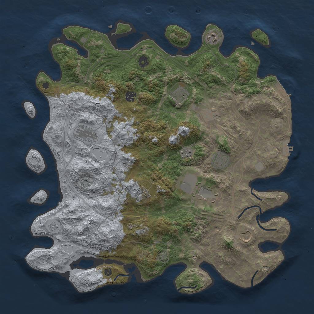 Rust Map: Procedural Map, Size: 4300, Seed: 3663587, 18 Monuments