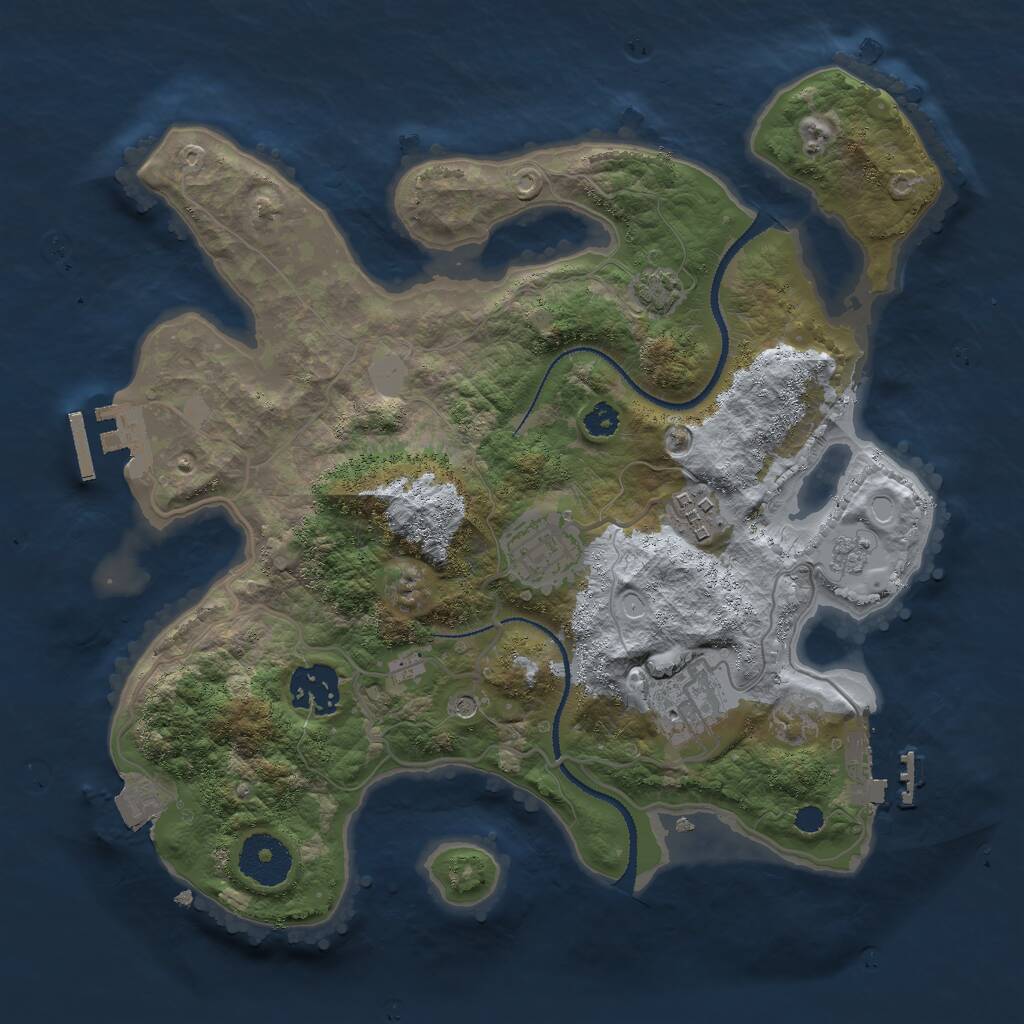 Rust Map: Procedural Map, Size: 3000, Seed: 1625, 10 Monuments