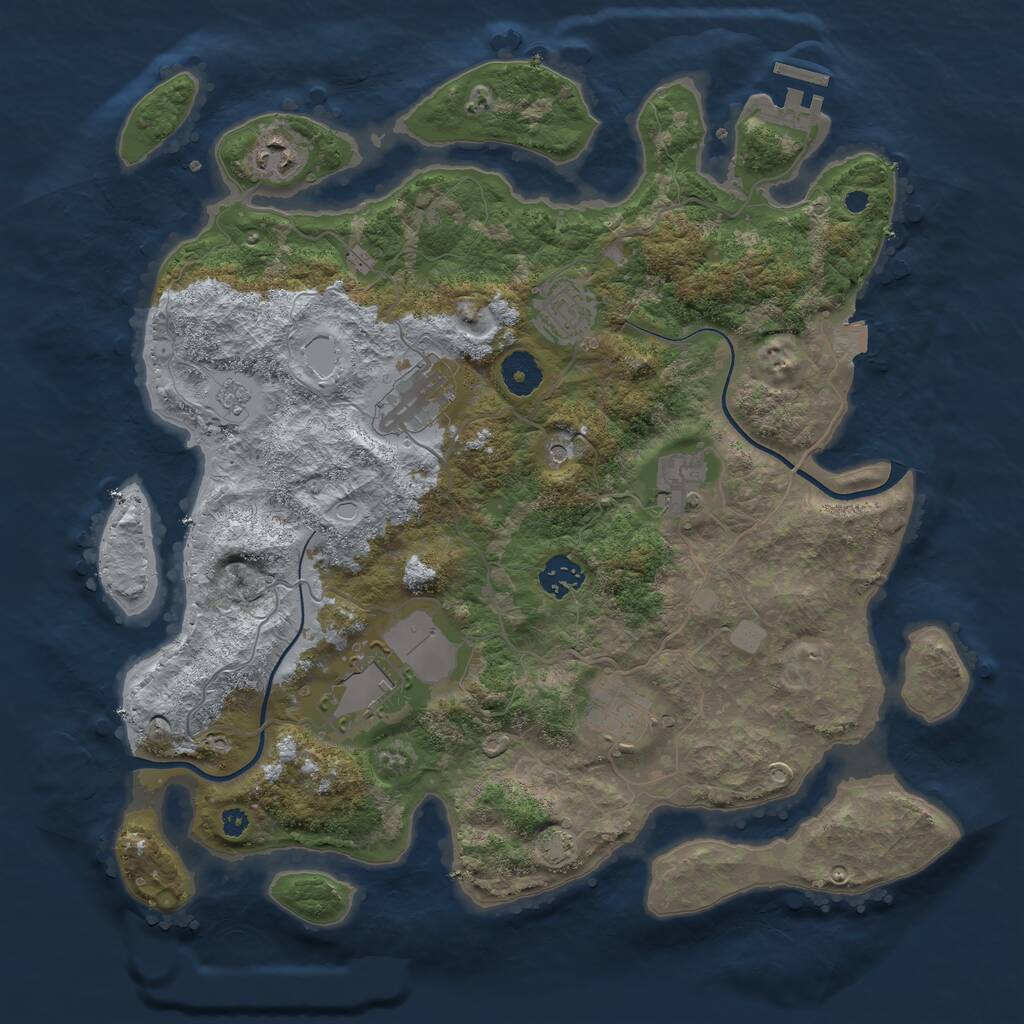 Rust Map: Procedural Map, Size: 3700, Seed: 1698667721, 12 Monuments