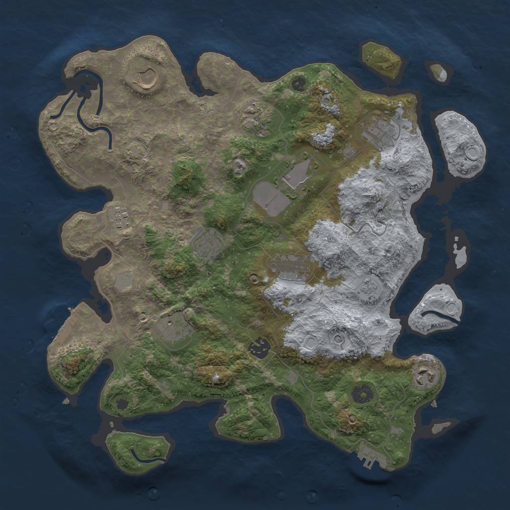 Rust Map: Procedural Map, Size: 3700, Seed: 1989300338, 18 Monuments