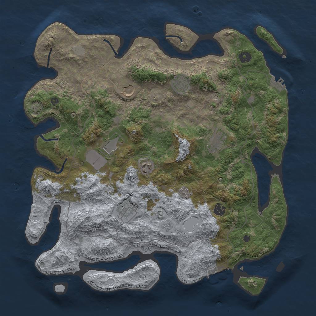 Rust Map: Procedural Map, Size: 4000, Seed: 961759306, 16 Monuments