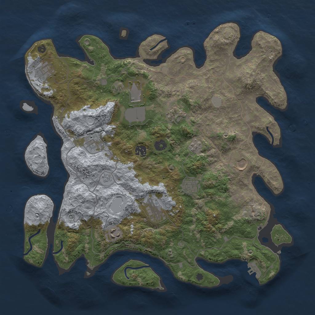 Rust Map: Procedural Map, Size: 4000, Seed: 37308842, 17 Monuments