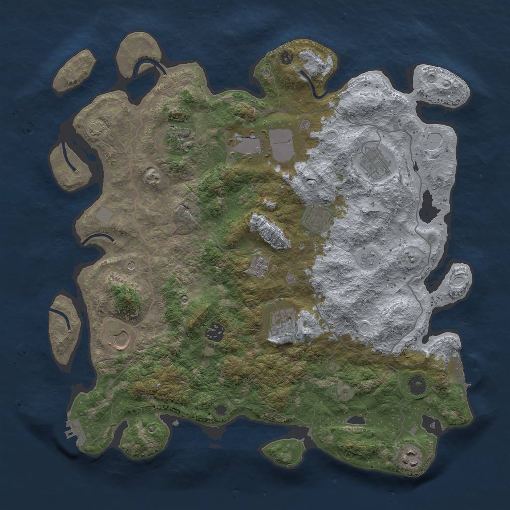 Rust Map: Procedural Map, Size: 4000, Seed: 2060861025, 17 Monuments
