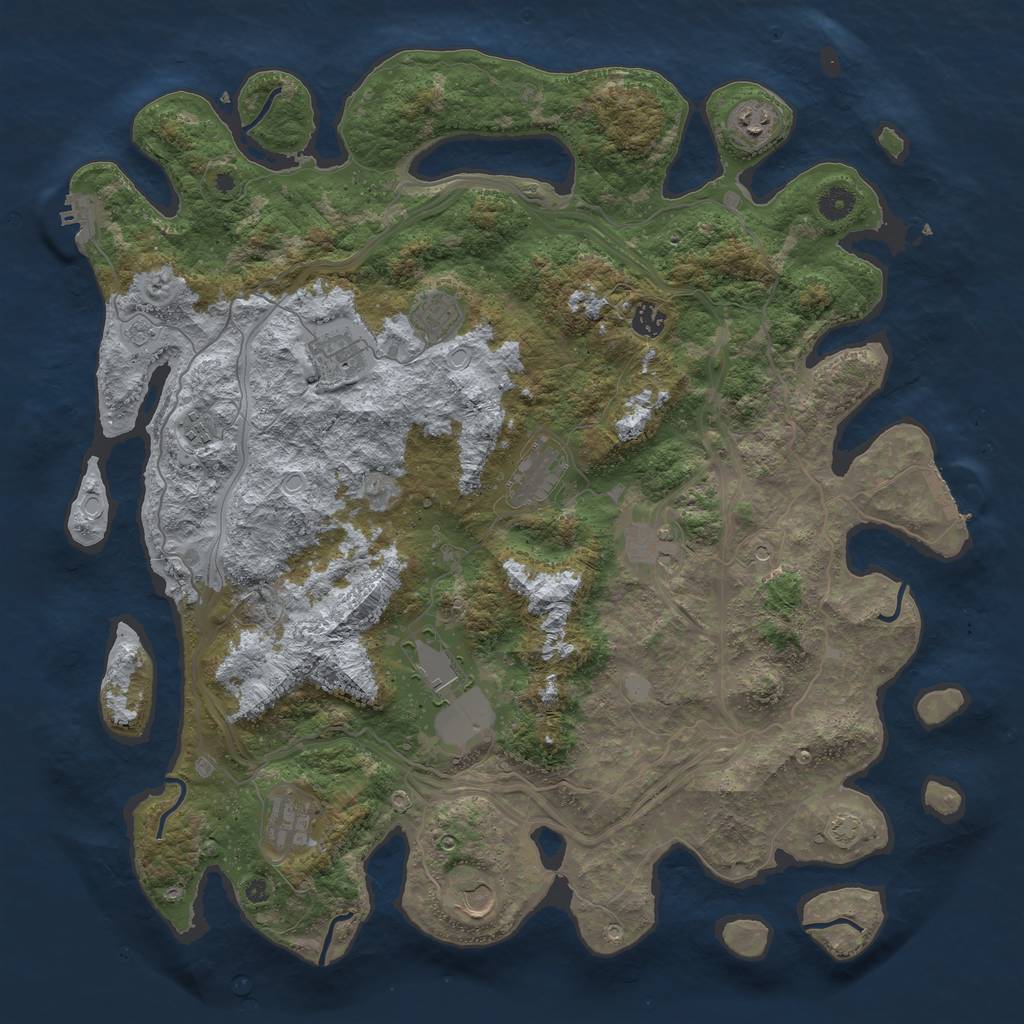 Rust Map: Procedural Map, Size: 4500, Seed: 1202452555, 18 Monuments