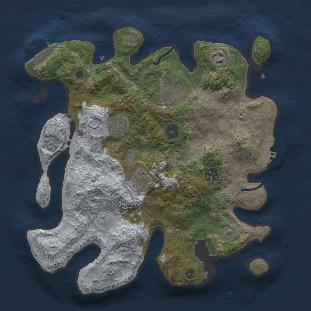 Rust Map: Procedural Map, Size: 3250, Seed: 159052412, 13 Monuments