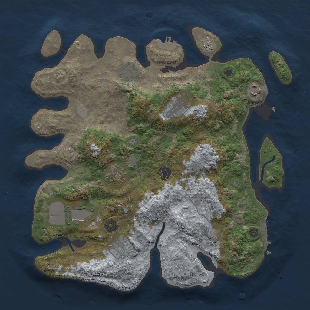 Rust Map: Procedural Map, Size: 3500, Seed: 85895863, 16 Monuments