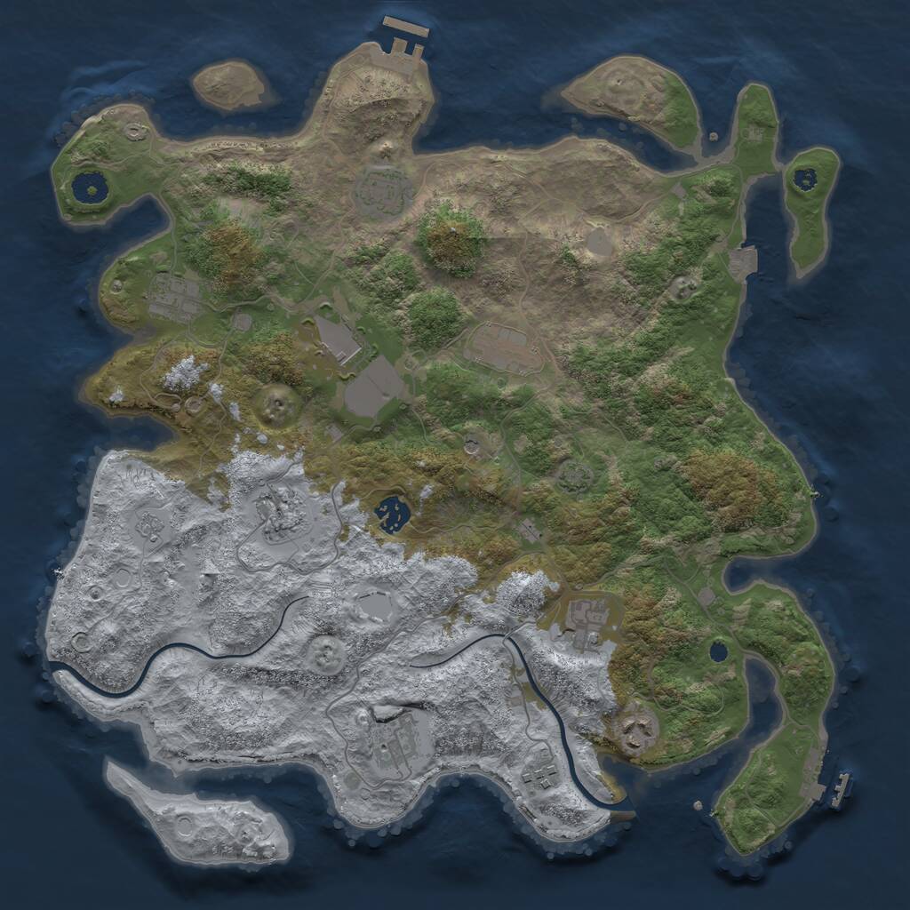 Rust Map: Procedural Map, Size: 3950, Seed: 10242302, 16 Monuments
