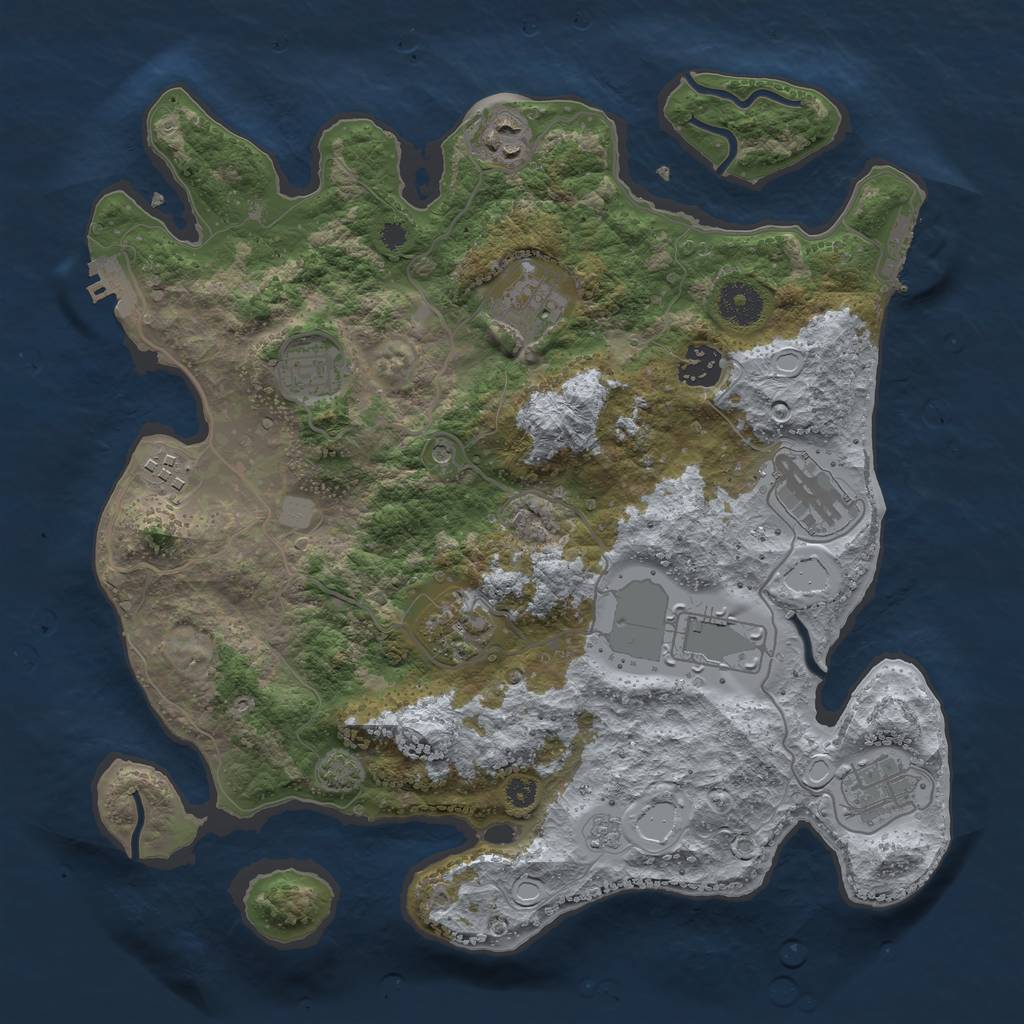 Rust Map: Procedural Map, Size: 3500, Seed: 1235523234, 17 Monuments