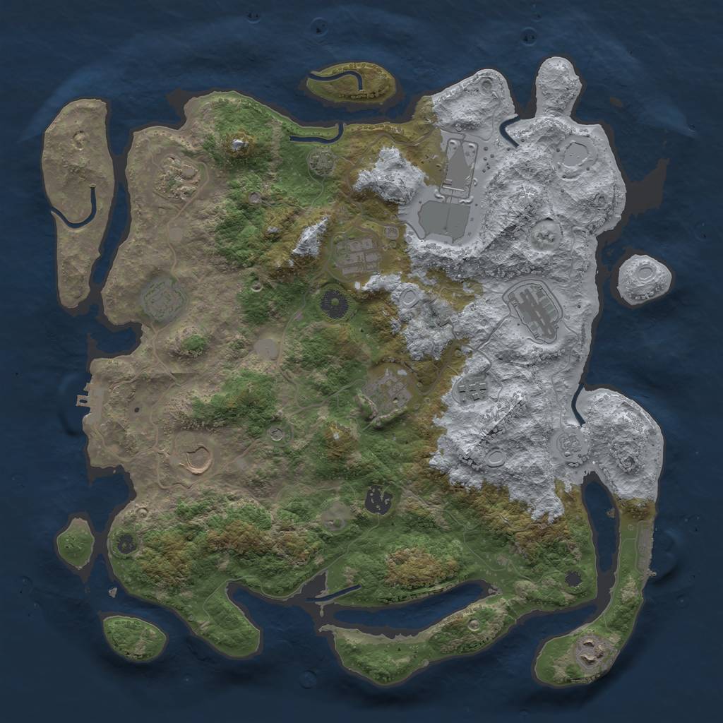 Rust Map: Procedural Map, Size: 3900, Seed: 19033948, 18 Monuments