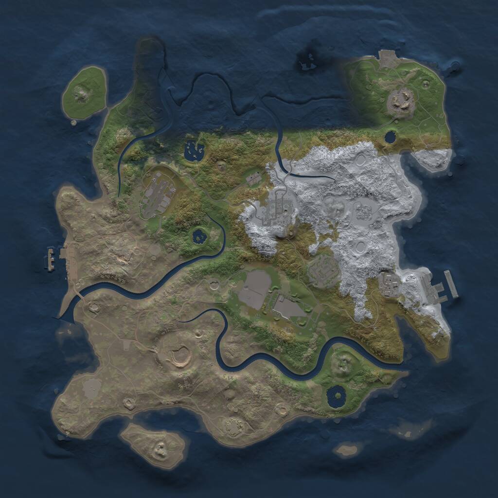 Rust Map: Procedural Map, Size: 3500, Seed: 96898332, 14 Monuments