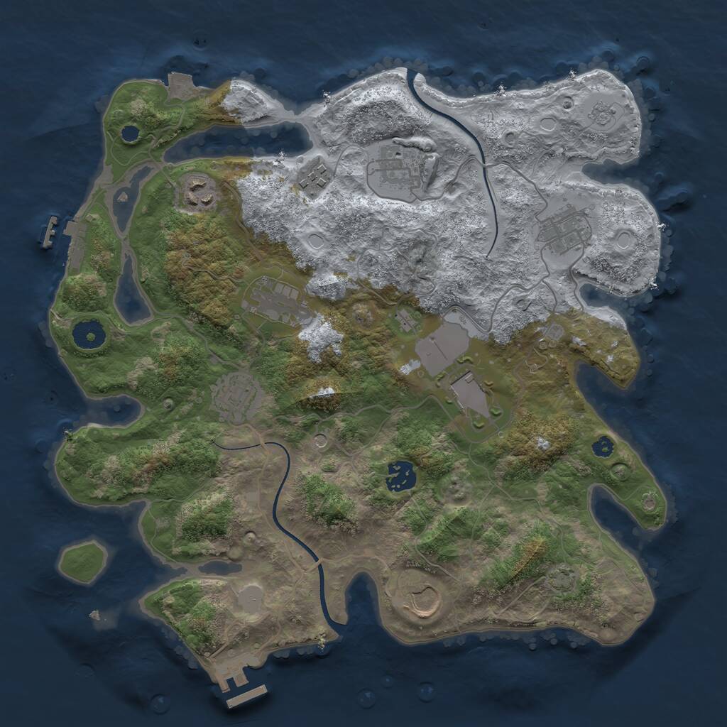 Rust Map: Procedural Map, Size: 3500, Seed: 70138933, 15 Monuments