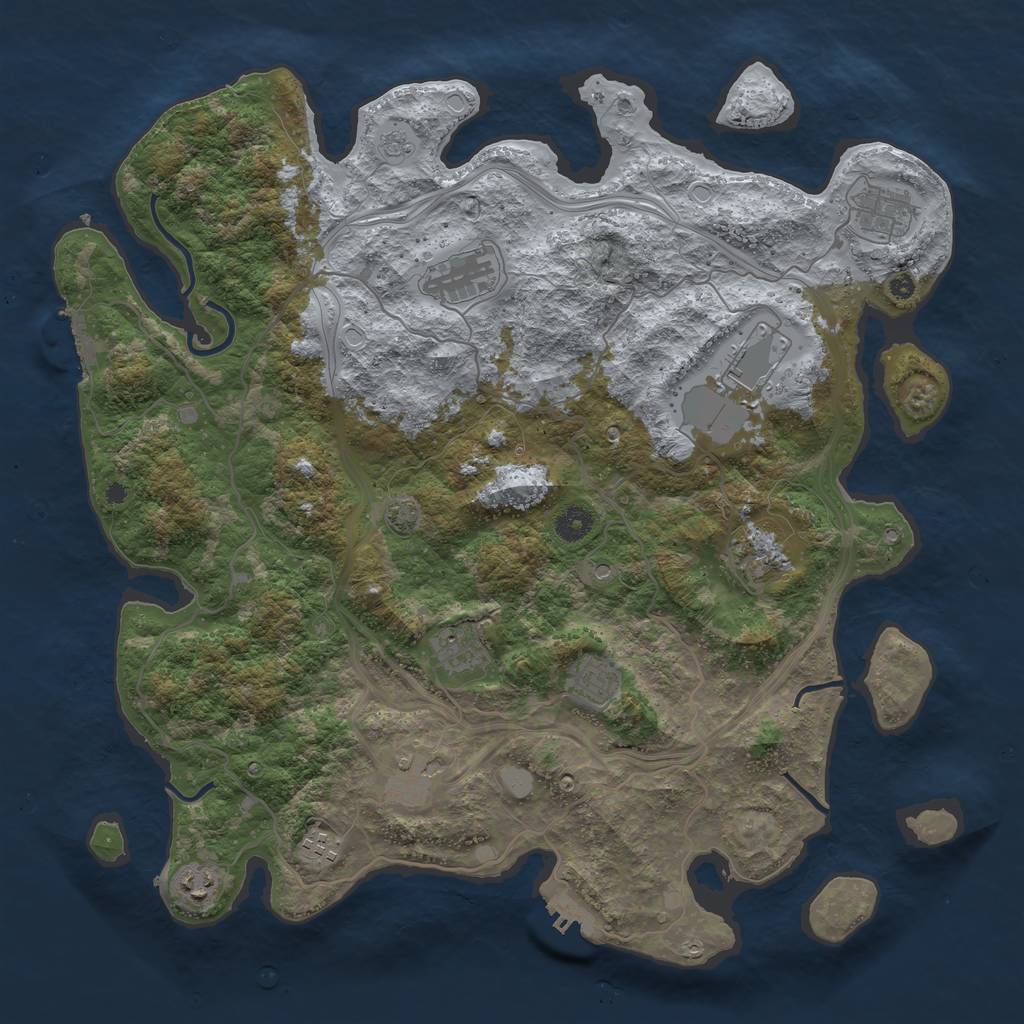 Rust Map: Procedural Map, Size: 4250, Seed: 1826917511, 17 Monuments