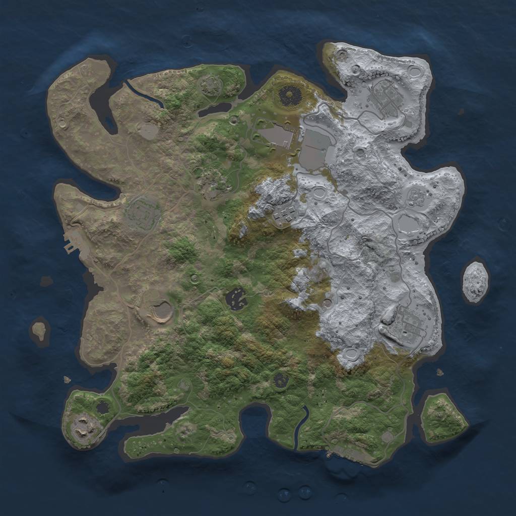 Rust Map: Procedural Map, Size: 3500, Seed: 45358321, 17 Monuments