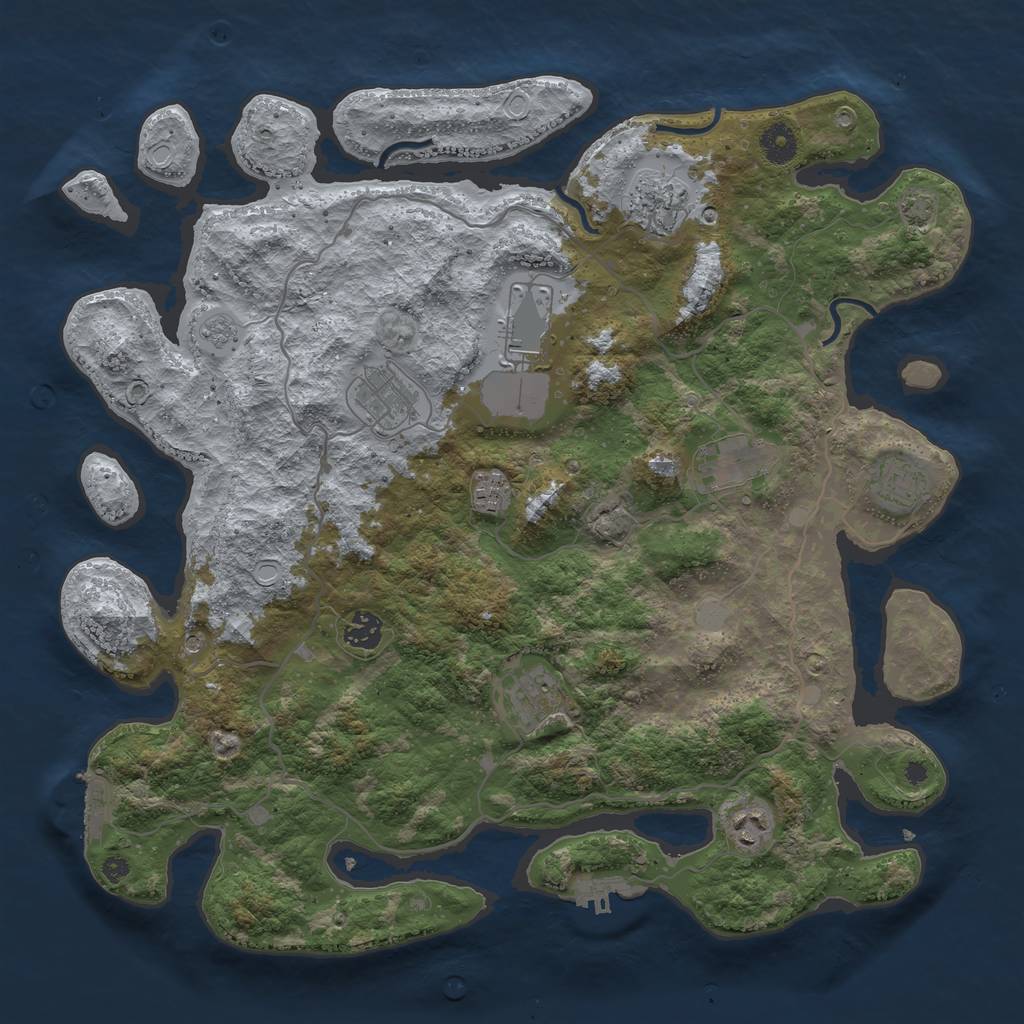 Rust Map: Procedural Map, Size: 4000, Seed: 1915446657, 17 Monuments
