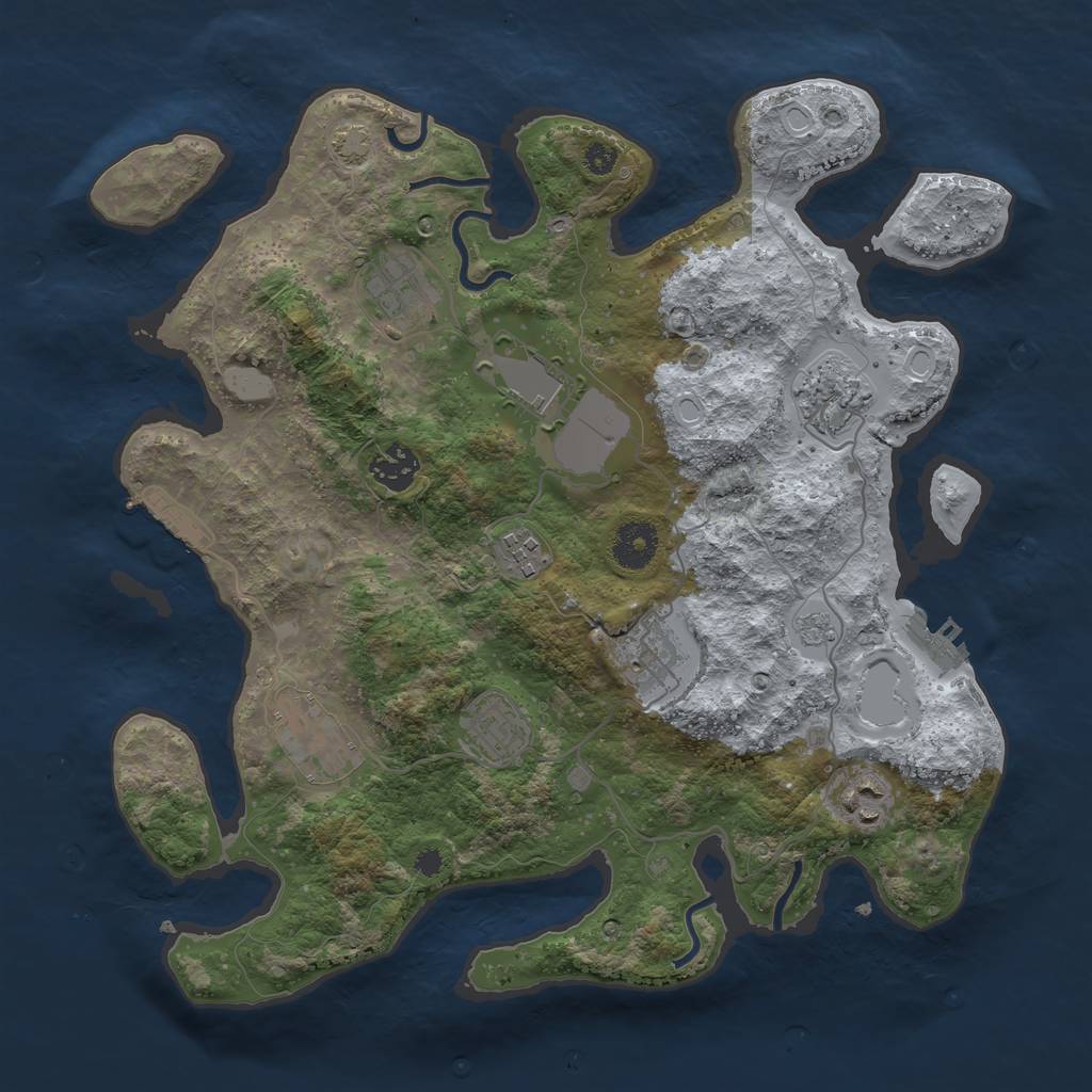 Rust Map: Procedural Map, Size: 3500, Seed: 42192468, 16 Monuments