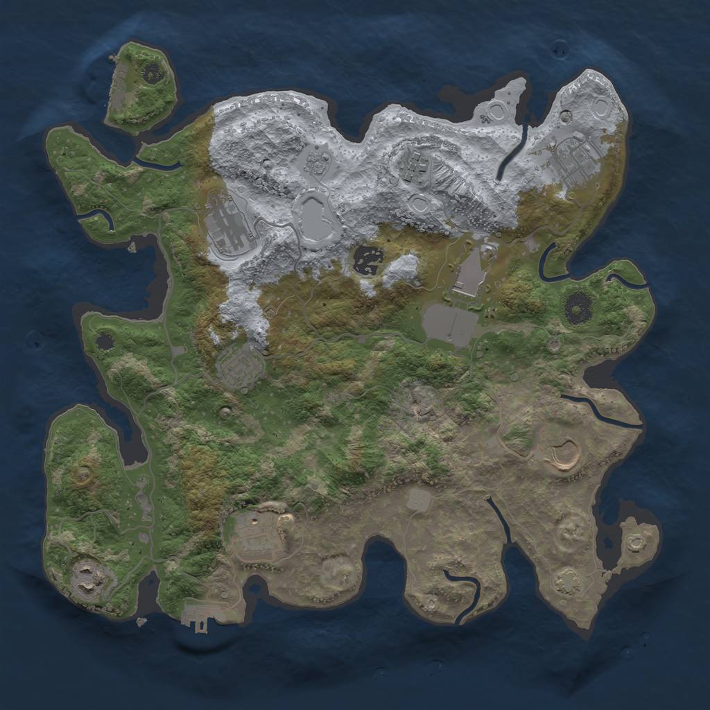 Rust Map: Procedural Map, Size: 3500, Seed: 629086973, 16 Monuments