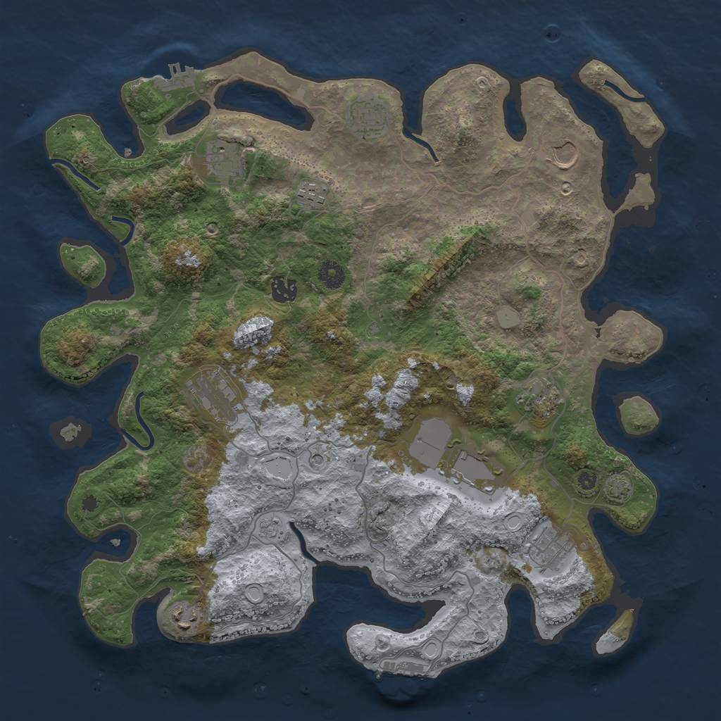 Rust Map: Procedural Map, Size: 3950, Seed: 31042441, 18 Monuments
