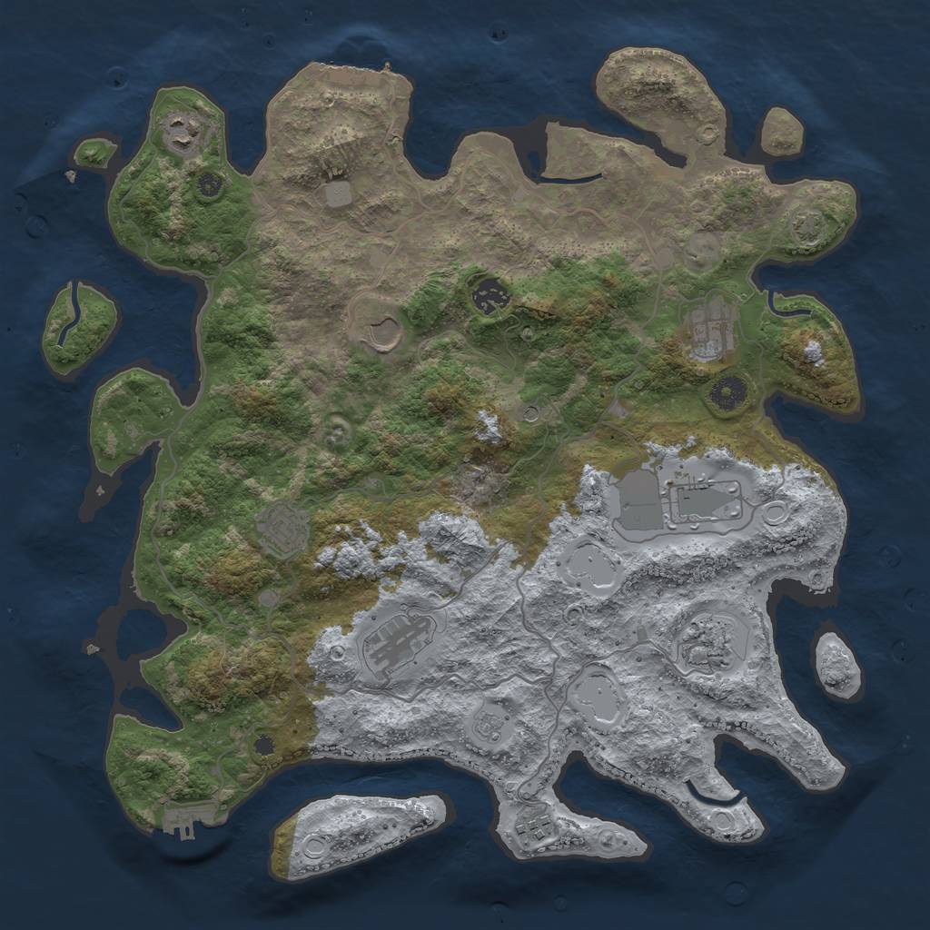 Rust Map: Procedural Map, Size: 4000, Seed: 76761198, 17 Monuments