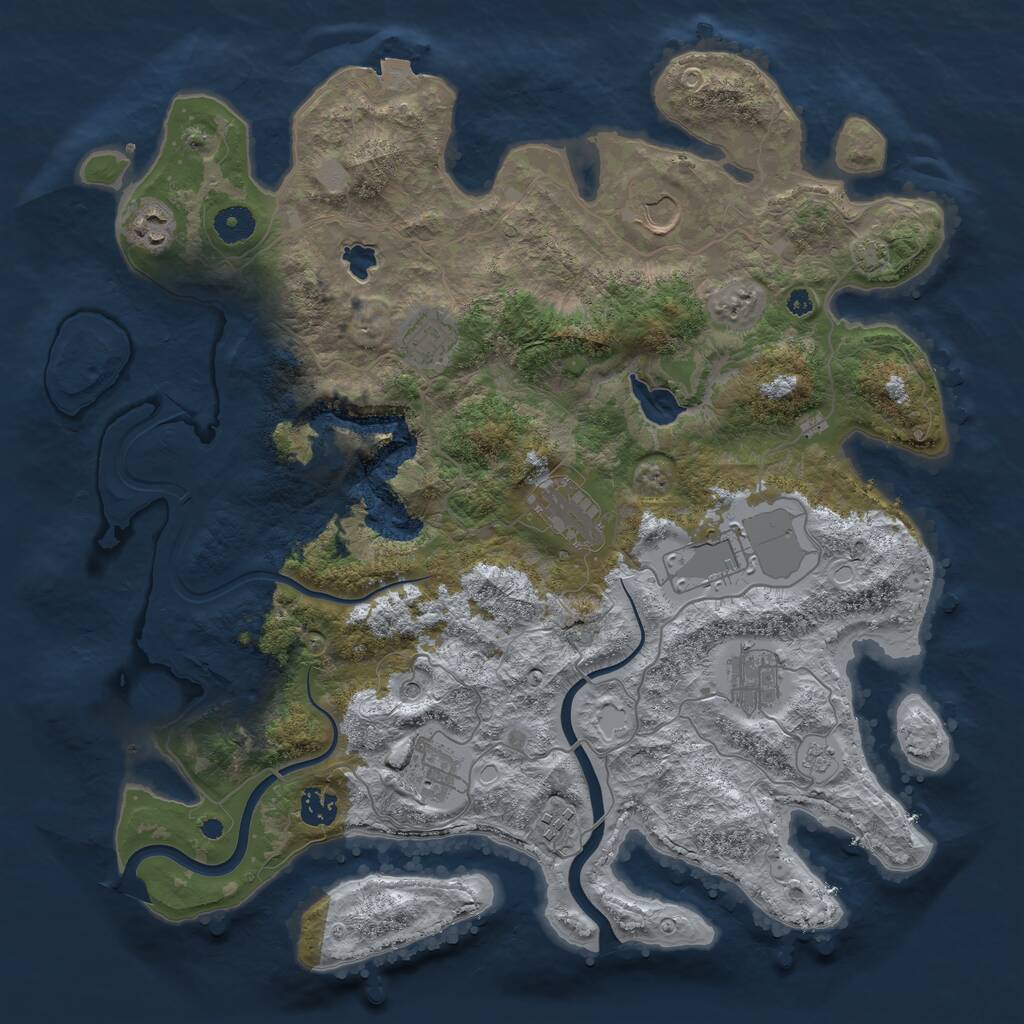 Rust Map: Procedural Map, Size: 4000, Seed: 76761198, 13 Monuments
