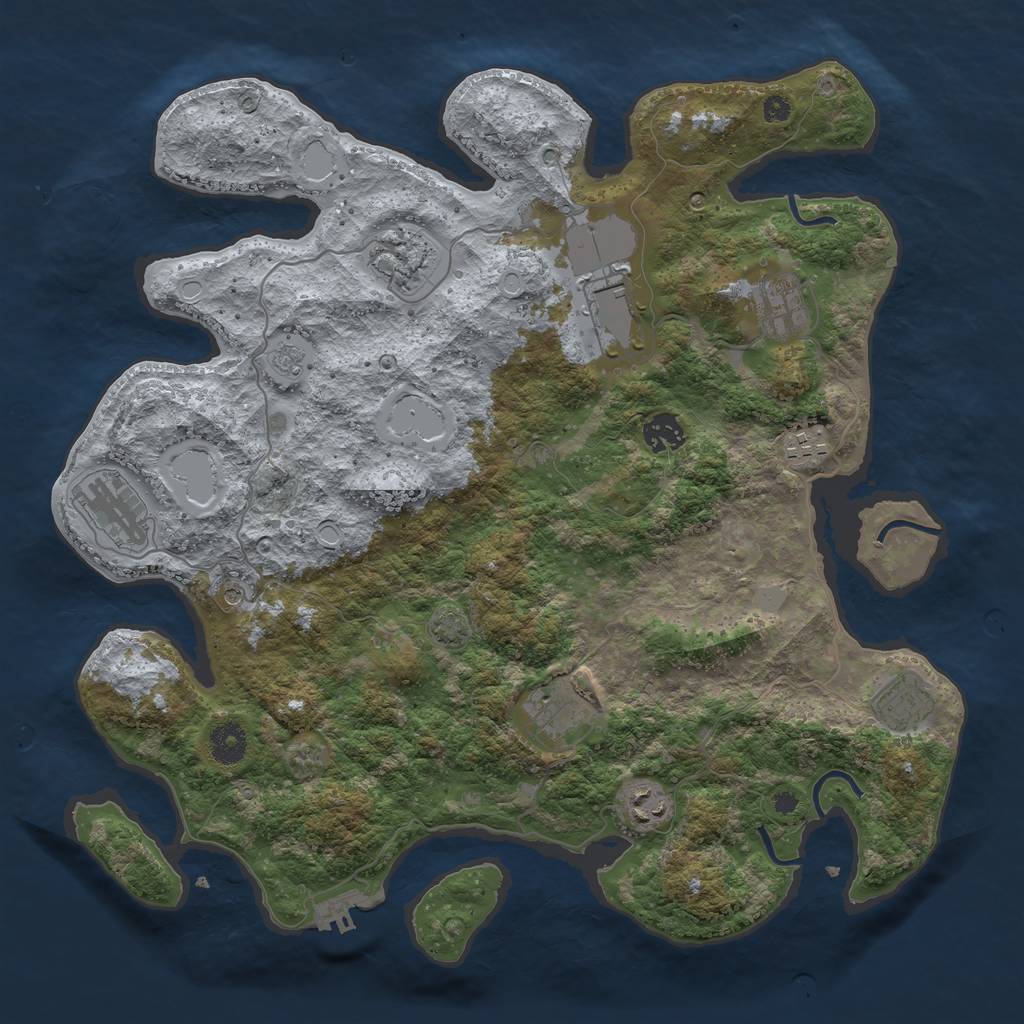 Rust Map: Procedural Map, Size: 3850, Seed: 245856207, 16 Monuments
