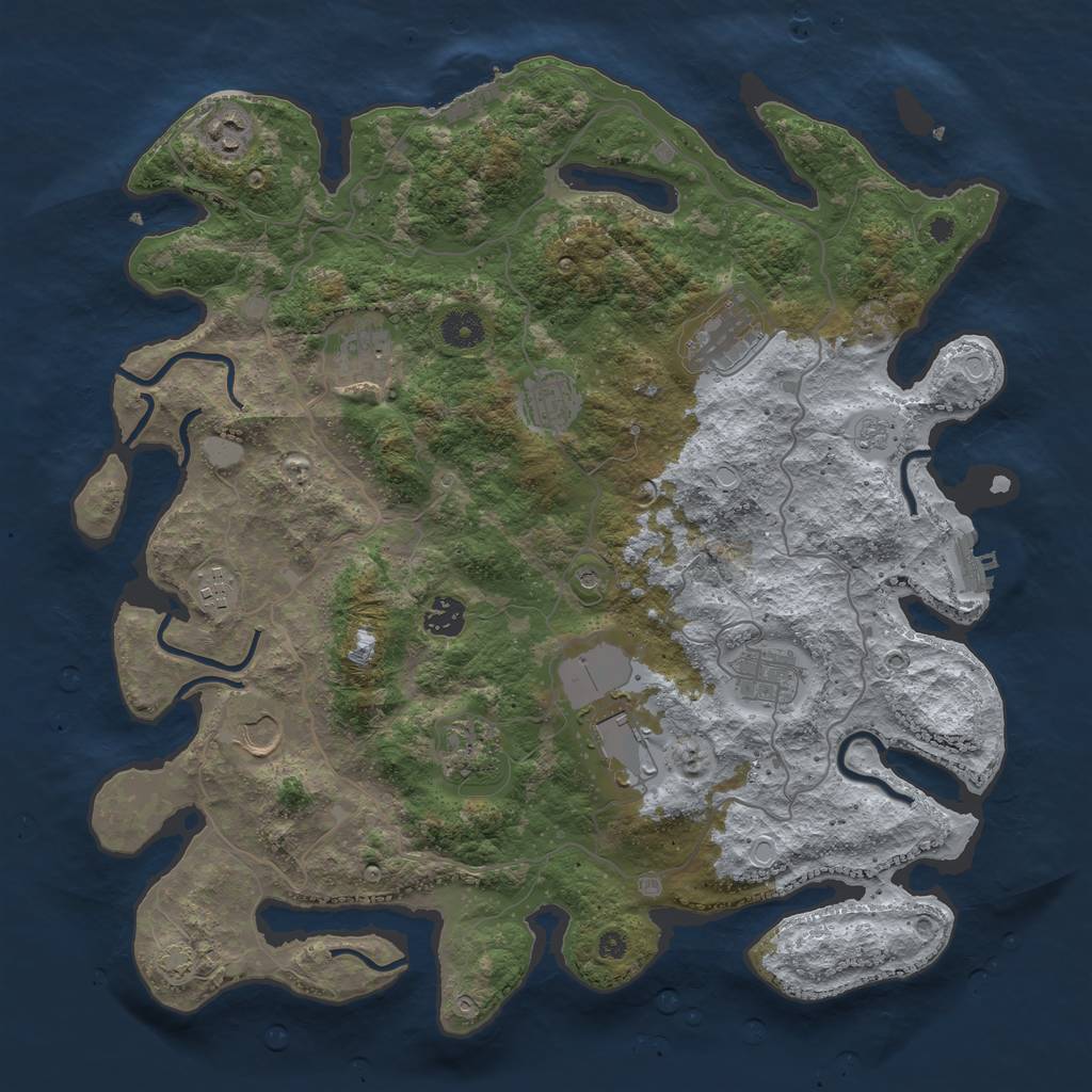 Rust Map: Procedural Map, Size: 4000, Seed: 58547989, 18 Monuments