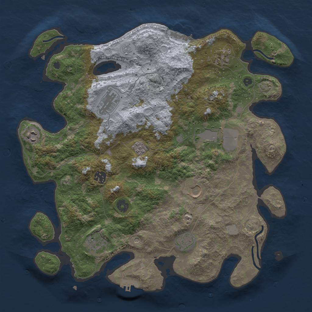 Rust Map: Procedural Map, Size: 3750, Seed: 102272231, 17 Monuments