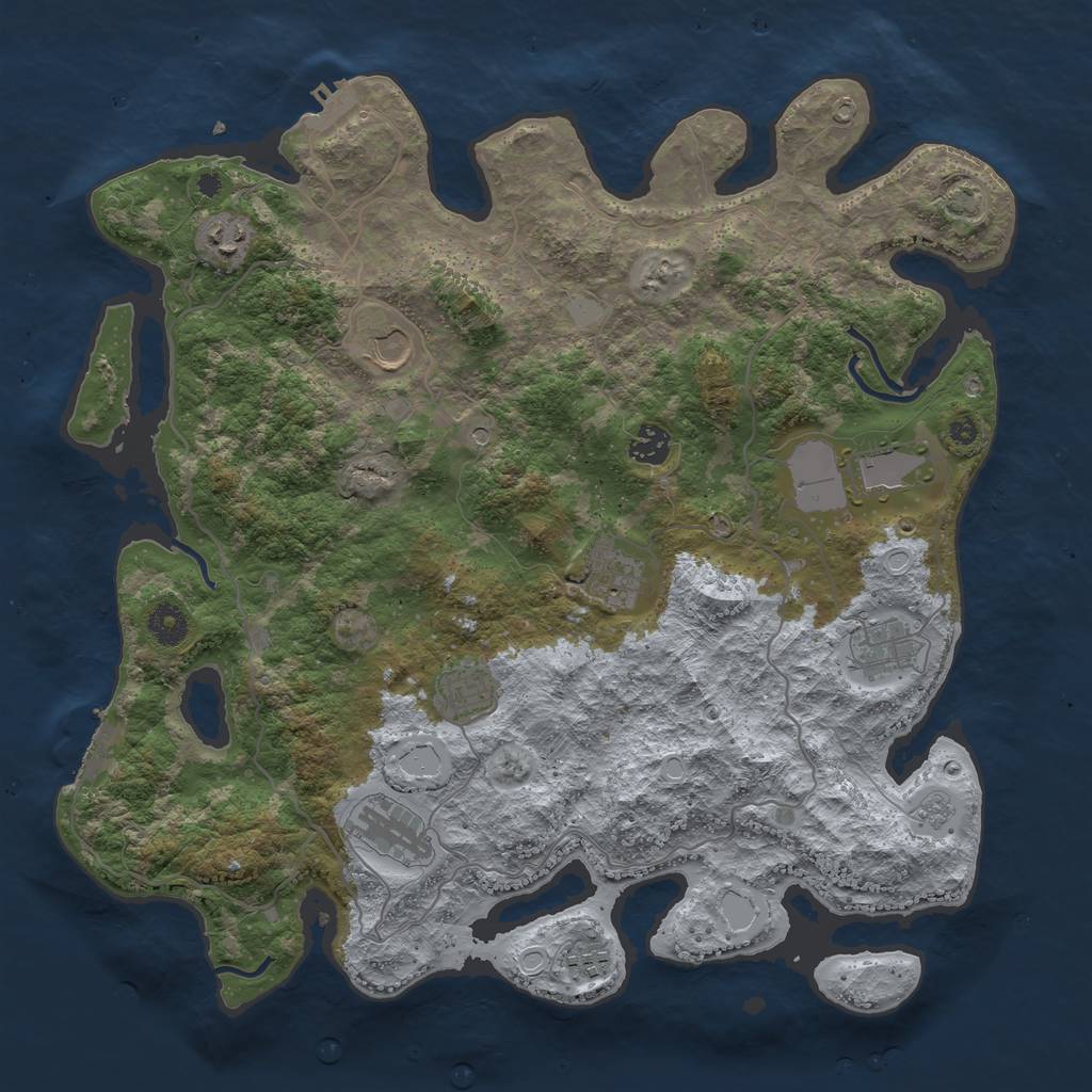 Rust Map: Procedural Map, Size: 4000, Seed: 988052190, 17 Monuments
