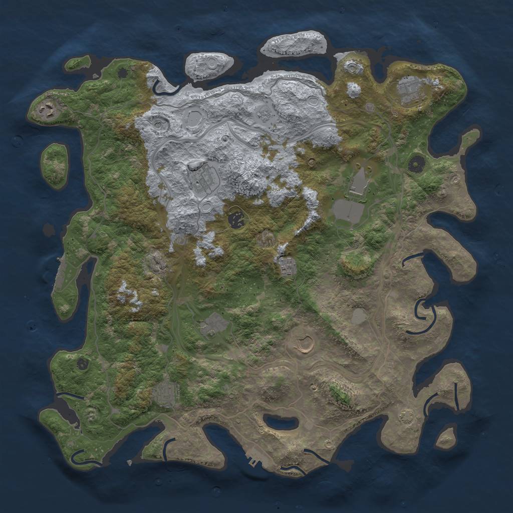 Rust Map: Procedural Map, Size: 4500, Seed: 1437848443, 17 Monuments