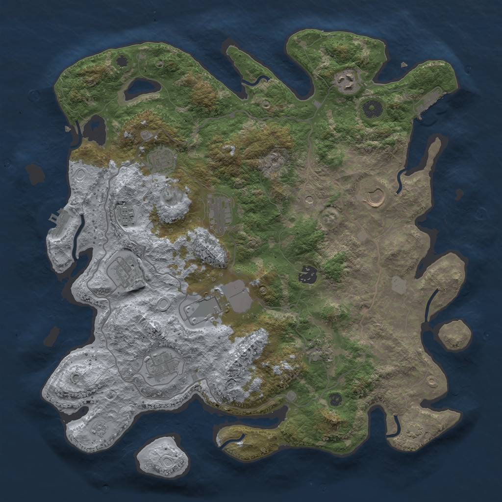 Rust Map: Procedural Map, Size: 4000, Seed: 1010737296, 18 Monuments