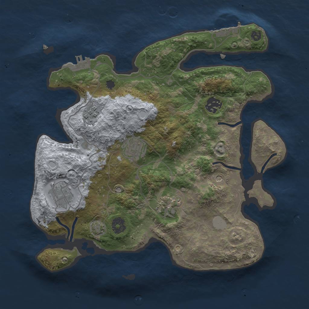 Rust Map: Procedural Map, Size: 3000, Seed: 286686183, 12 Monuments