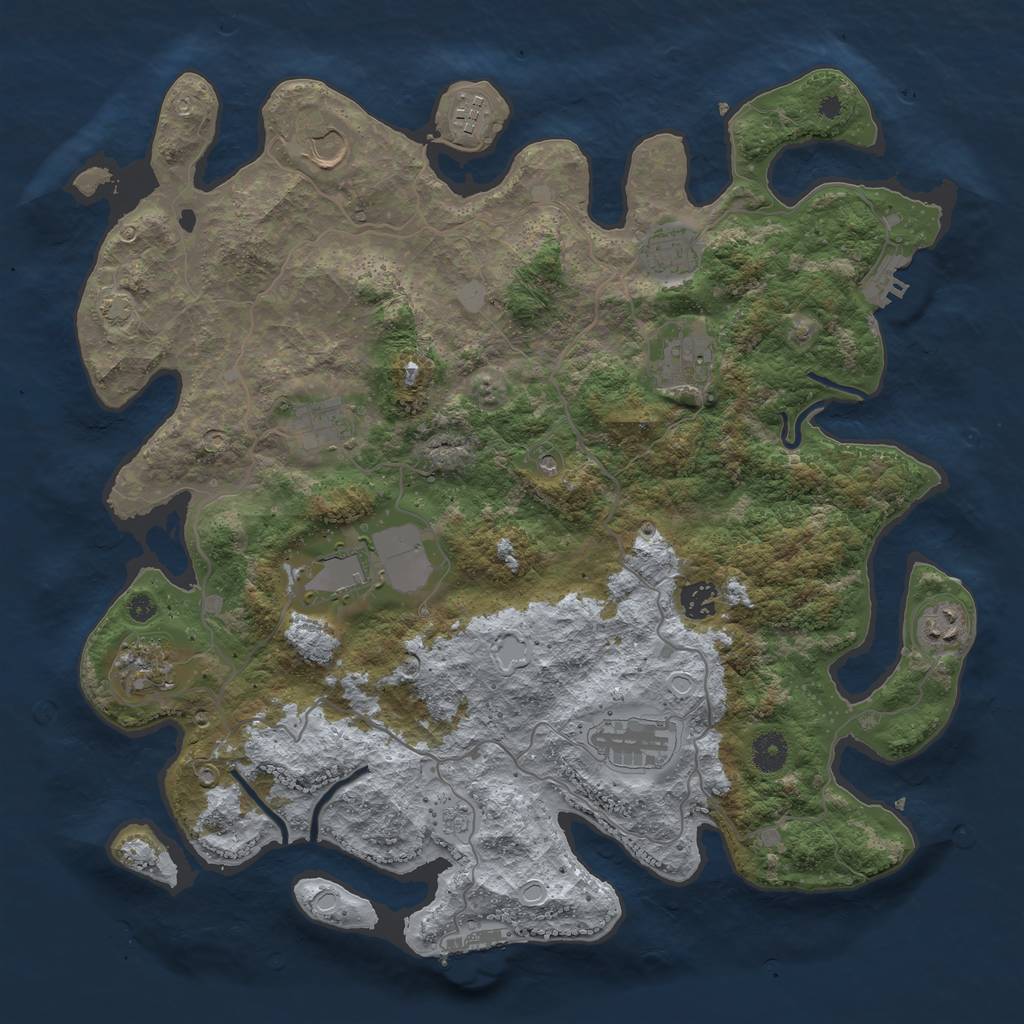 Rust Map: Procedural Map, Size: 4000, Seed: 613279644, 18 Monuments