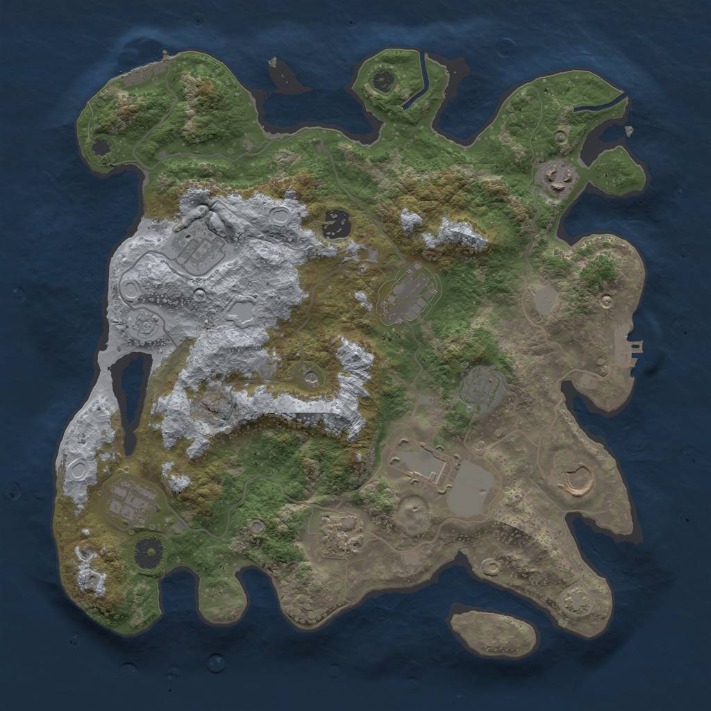 Rust Map: Procedural Map, Size: 3550, Seed: 32305, 17 Monuments