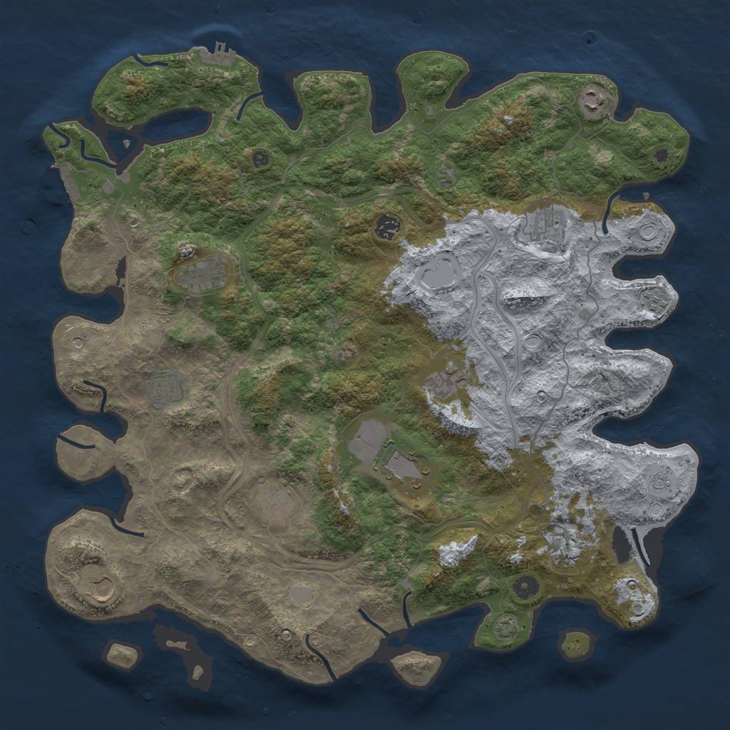 Rust Map: Procedural Map, Size: 4500, Seed: 533346842, 19 Monuments