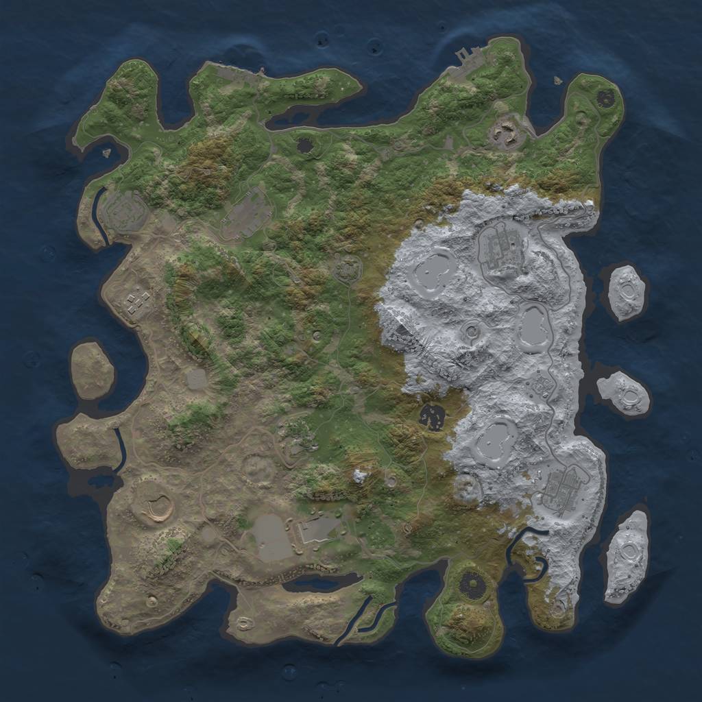 Rust Map: Procedural Map, Size: 3950, Seed: 1181354537, 18 Monuments