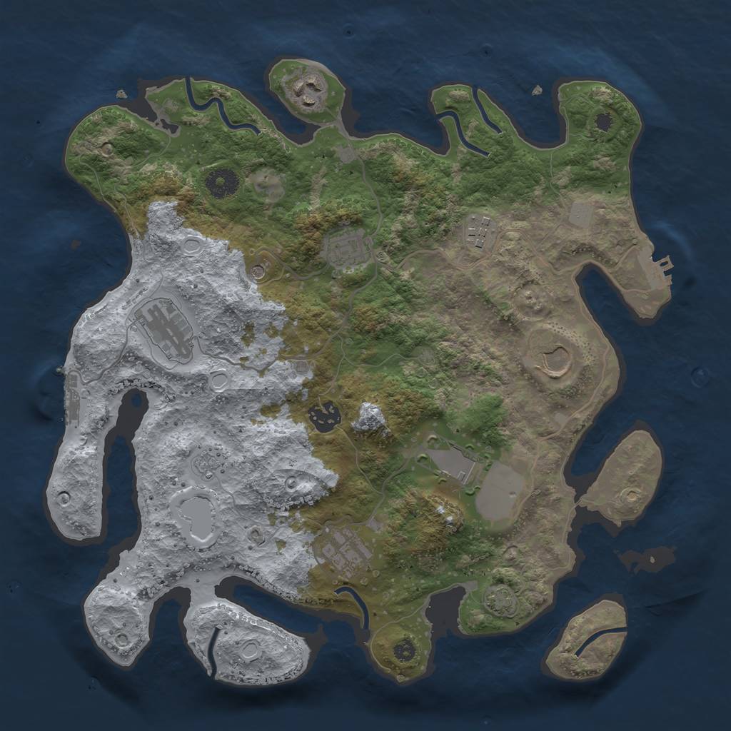 Rust Map: Procedural Map, Size: 3500, Seed: 810027377, 16 Monuments