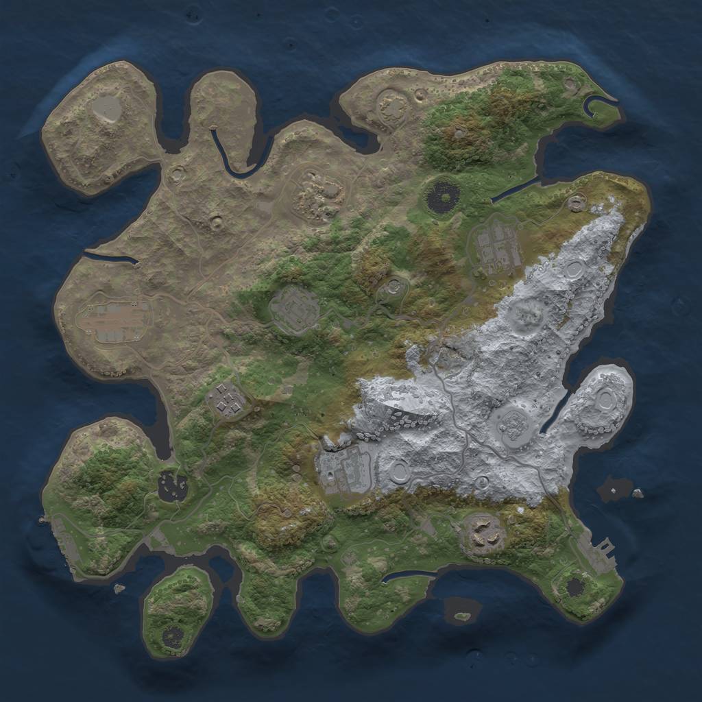 Rust Map: Procedural Map, Size: 3300, Seed: 9354876, 16 Monuments