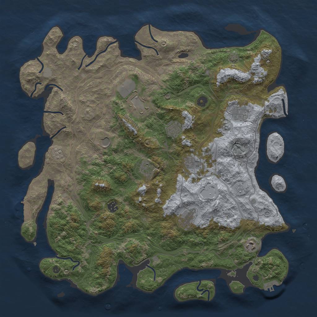 Rust Map: Procedural Map, Size: 4500, Seed: 236598334, 18 Monuments