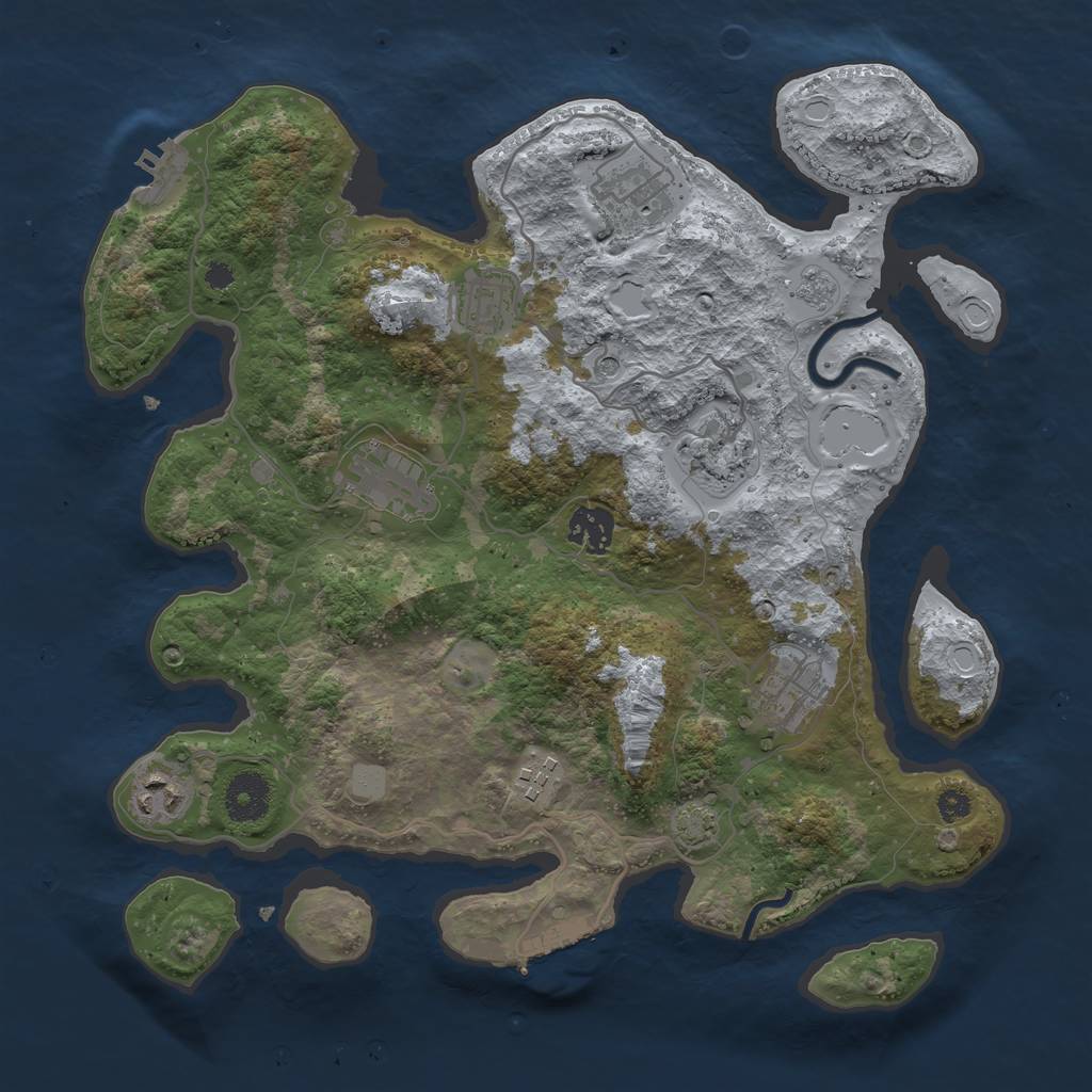 Rust Map: Procedural Map, Size: 3450, Seed: 19588927, 16 Monuments