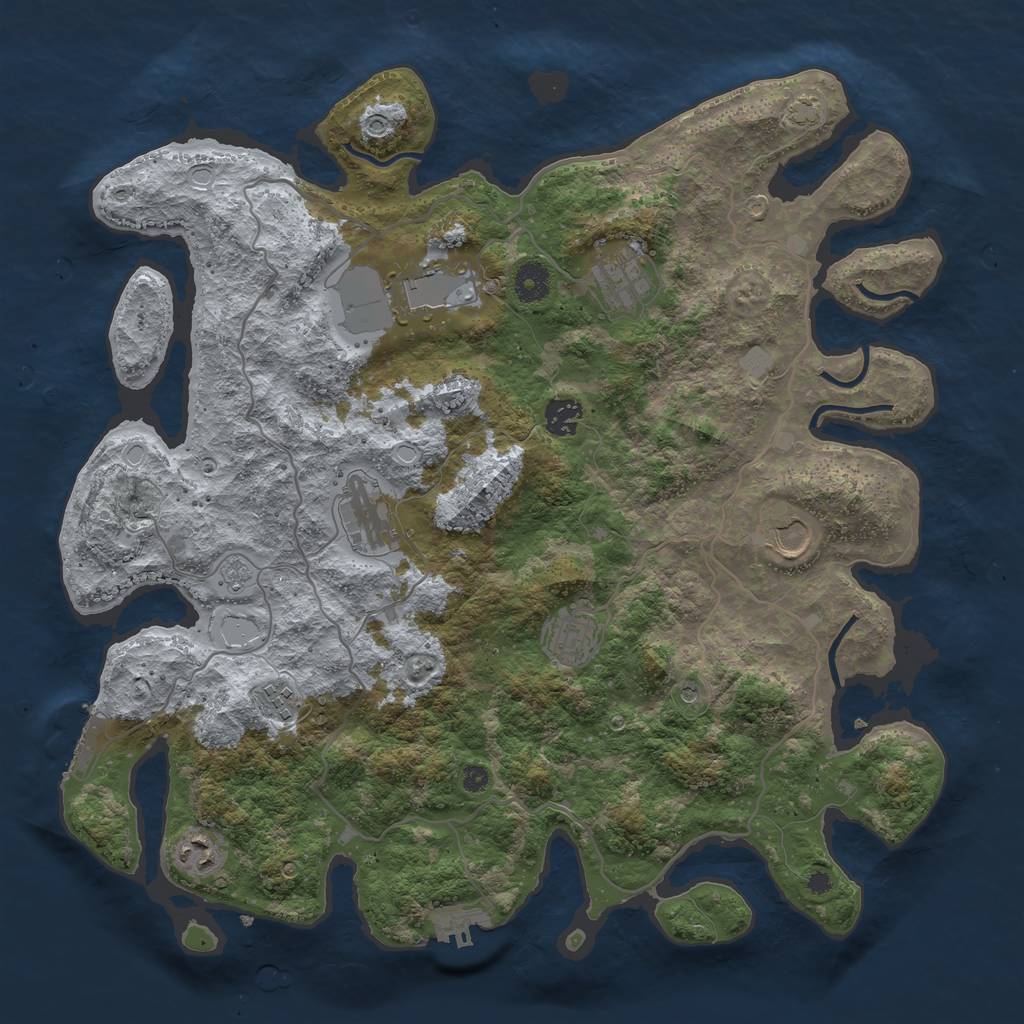 Rust Map: Procedural Map, Size: 4000, Seed: 46918179, 16 Monuments