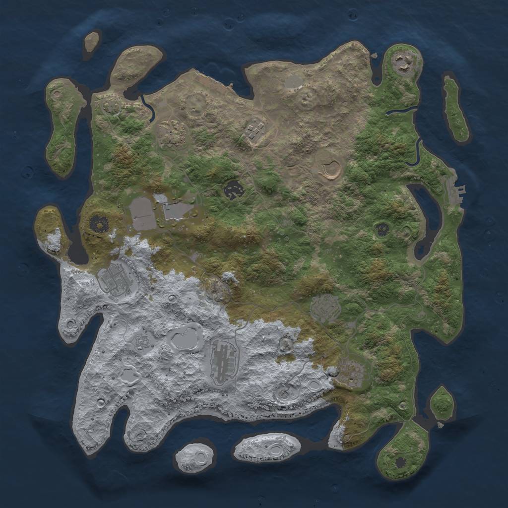 Rust Map: Procedural Map, Size: 3950, Seed: 56371612, 18 Monuments