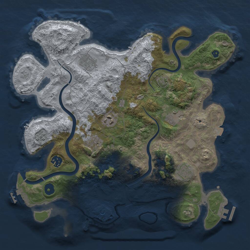 Rust Map: Procedural Map, Size: 3450, Seed: 31107954, 13 Monuments