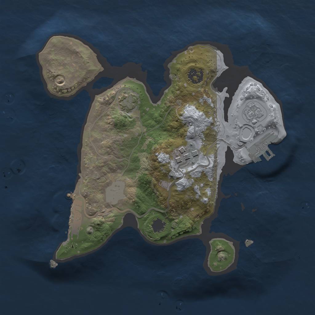Rust Map: Procedural Map, Size: 2000, Seed: 23057, 8 Monuments