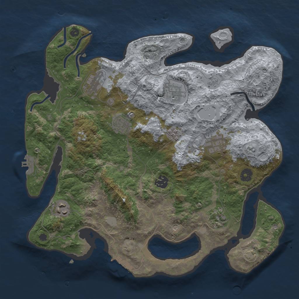 Rust Map: Procedural Map, Size: 3450, Seed: 76693986, 16 Monuments