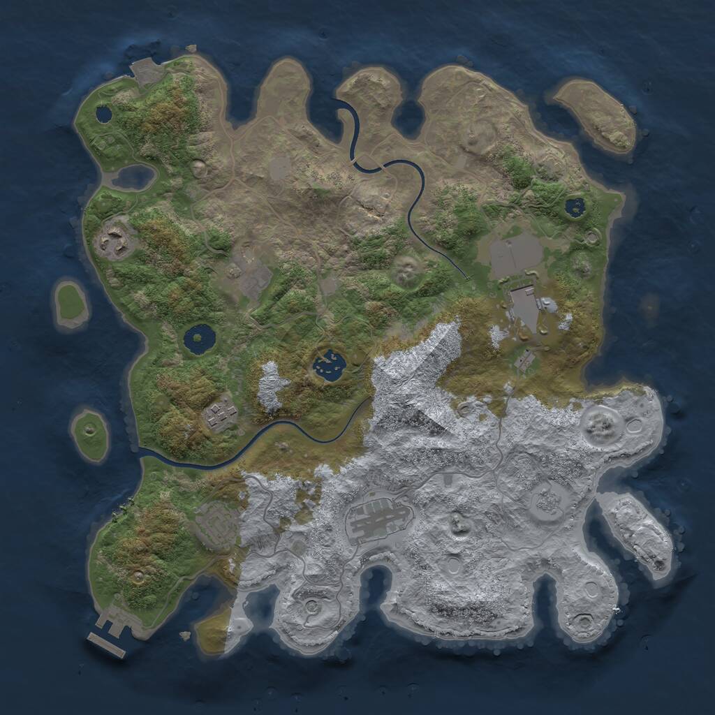 Rust Map: Procedural Map, Size: 3550, Seed: 22063407, 12 Monuments