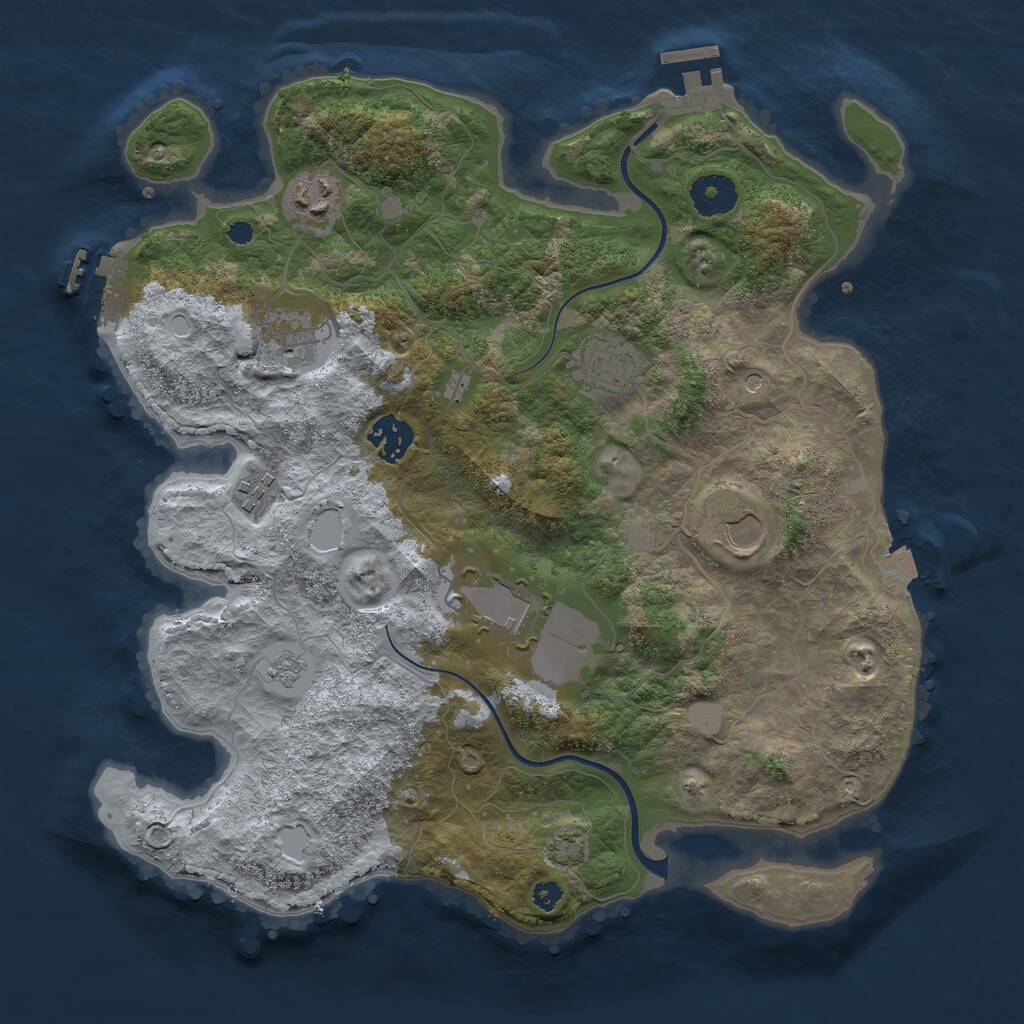Rust Map: Procedural Map, Size: 3500, Seed: 71630399, 13 Monuments