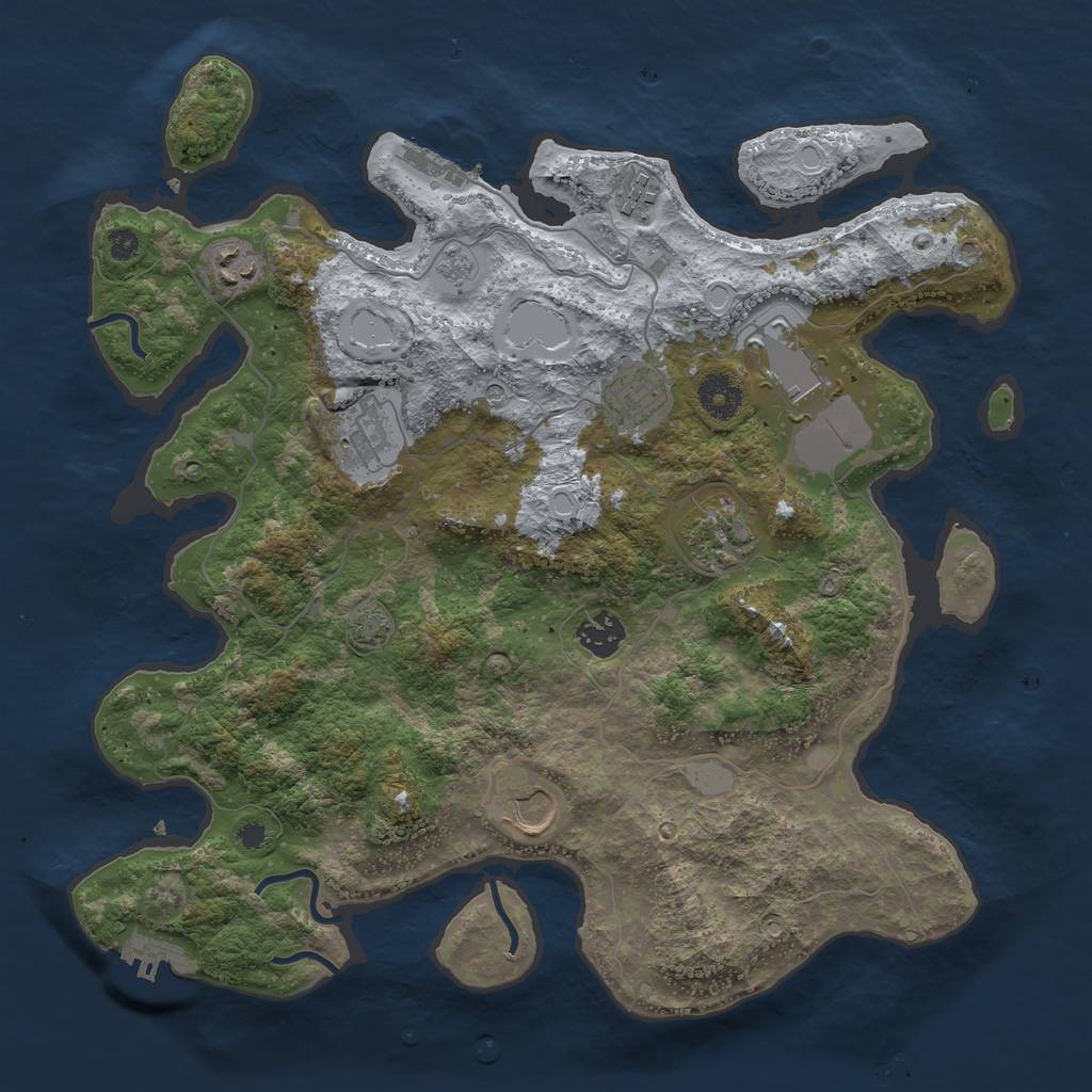 Rust Map: Procedural Map, Size: 3650, Seed: 22445663, 16 Monuments
