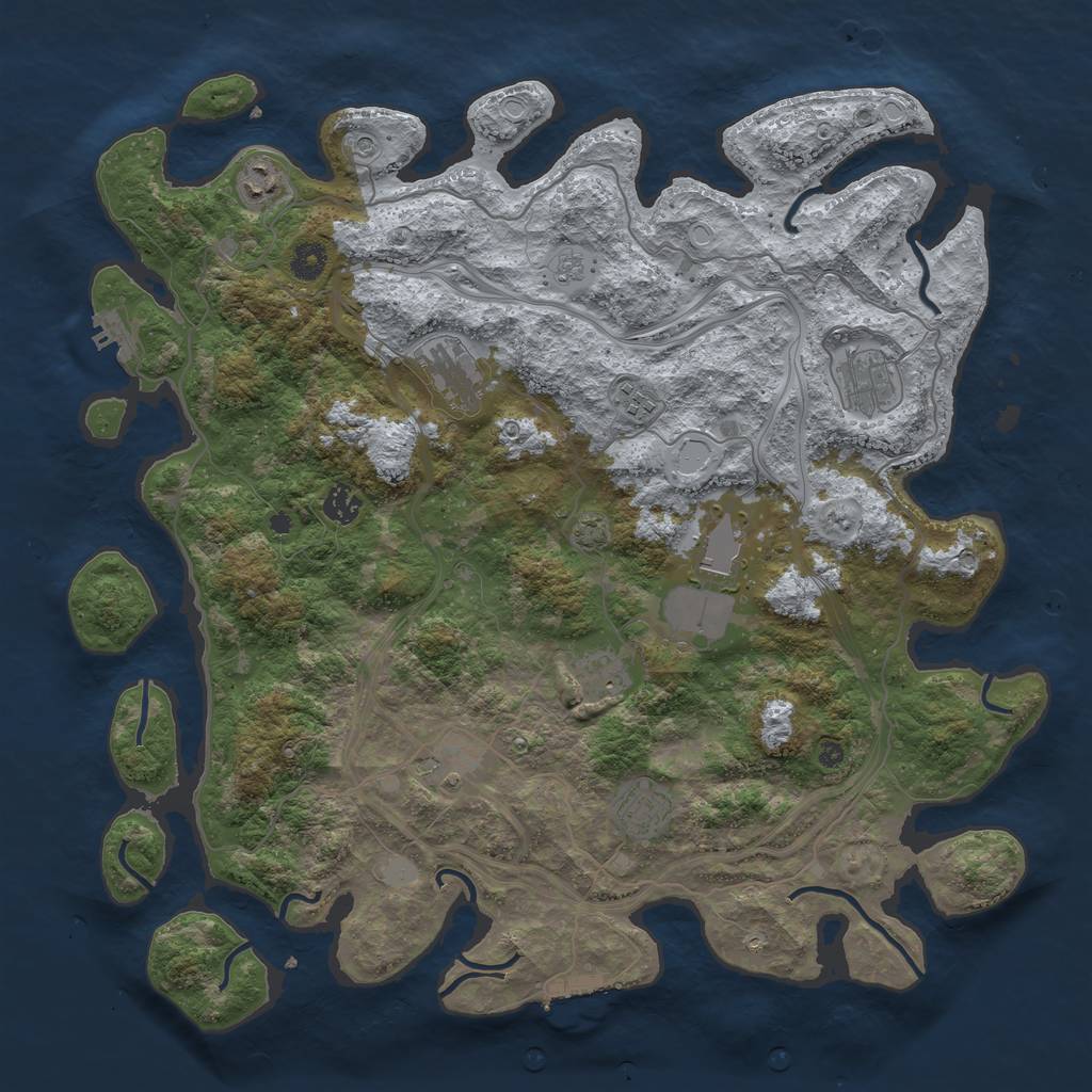 Rust Map: Procedural Map, Size: 4300, Seed: 4091522, 17 Monuments