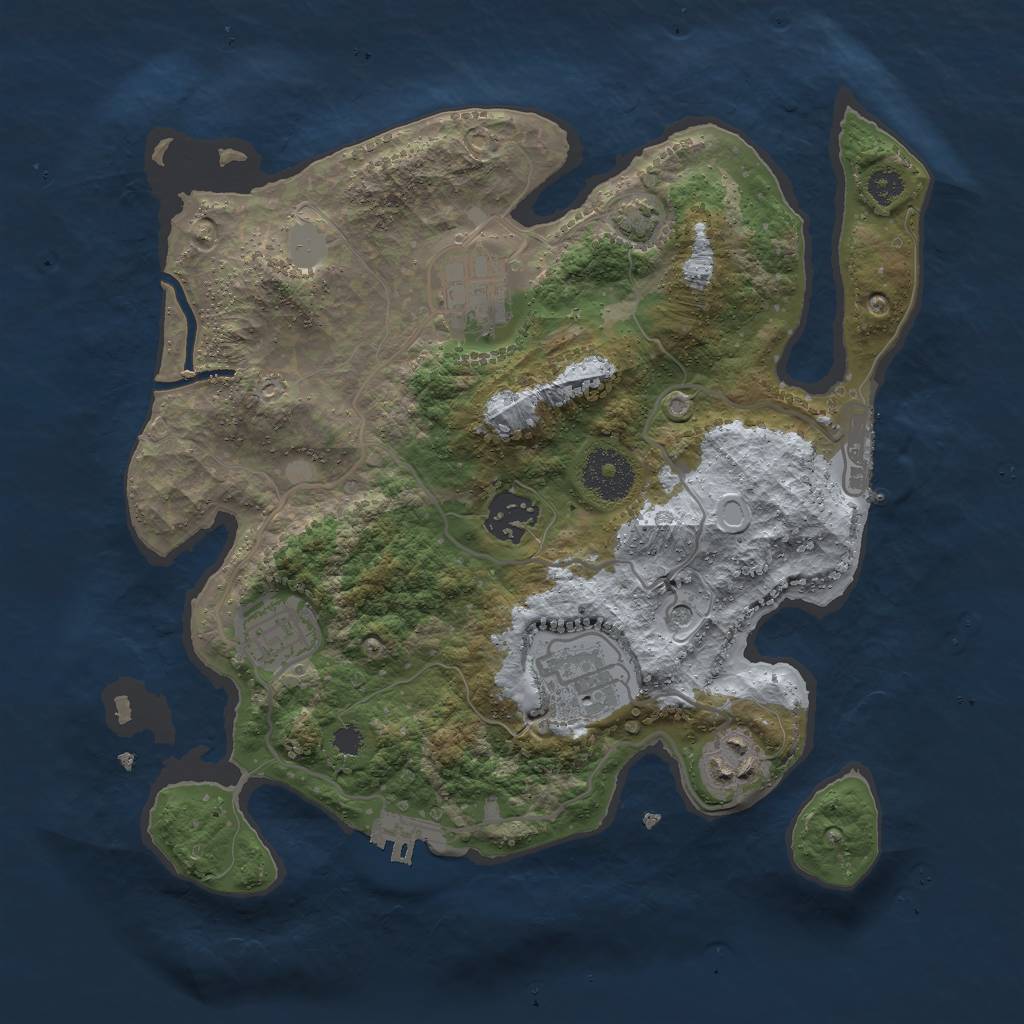 Rust Map: Procedural Map, Size: 3000, Seed: 21905219, 12 Monuments