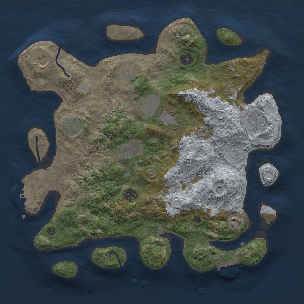Rust Map: Procedural Map, Size: 3700, Seed: 92848017, 16 Monuments