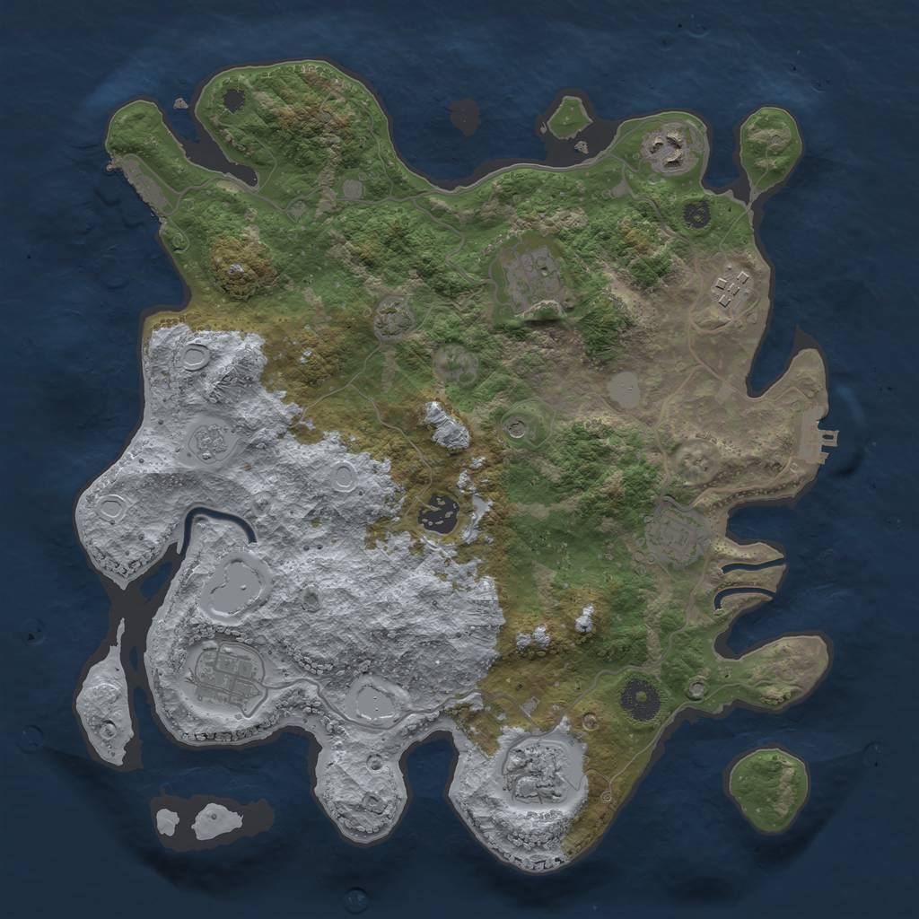 Rust Map: Procedural Map, Size: 3450, Seed: 33792131, 15 Monuments